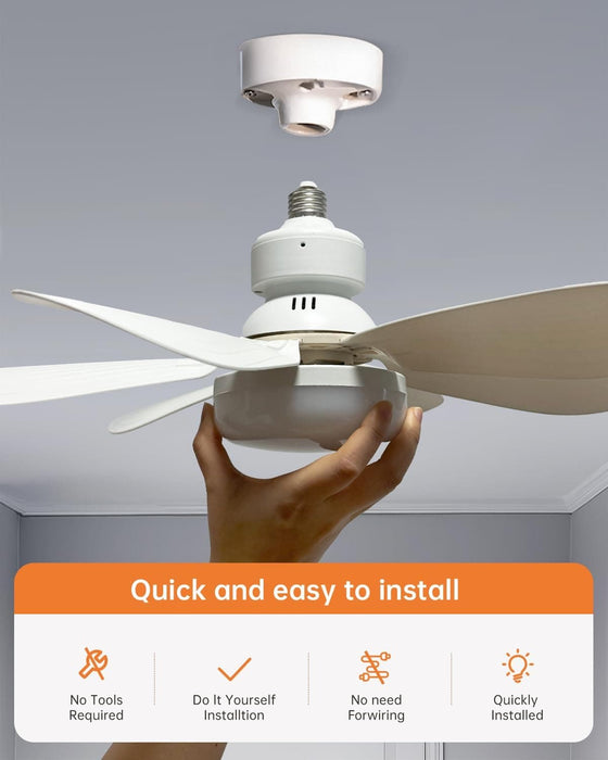 20 in. Screw In Bedroom Ceiling Fans with Lights, Socket Fan Light with Remote, Dimmable Socket Fan with Light for Garage, Bathroom, Bedroom, Kitchen-5-ErisView