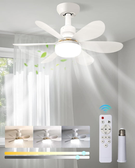 20 in. Screw In Bedroom Ceiling Fans with Lights, Socket Fan Light with Remote, Dimmable Socket Fan with Light for Garage, Bathroom, Bedroom, Kitchen-1-ErisView