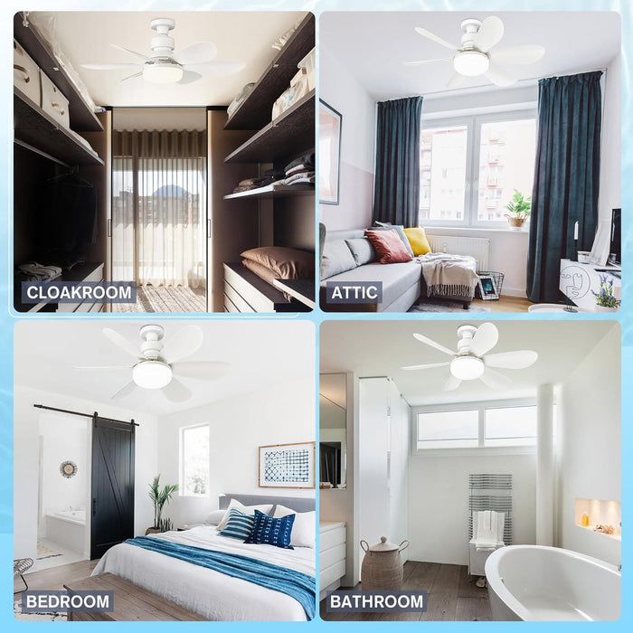 20 in. Screw In Ceiling Fan Light, Small Remote Control Ceiling Fans, White Dimmable Ceiling Fan and Light-7-ErisView