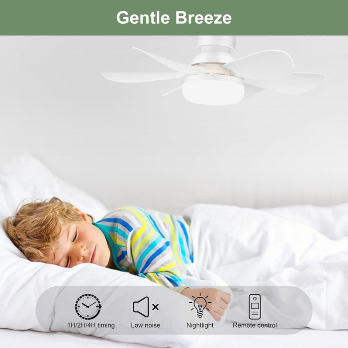 20 in. Screwin Small Cordless Ceiling Fan with Light for Bedroom Kitchen Workshop, Socket Fan Light with Remote-3-ErisView