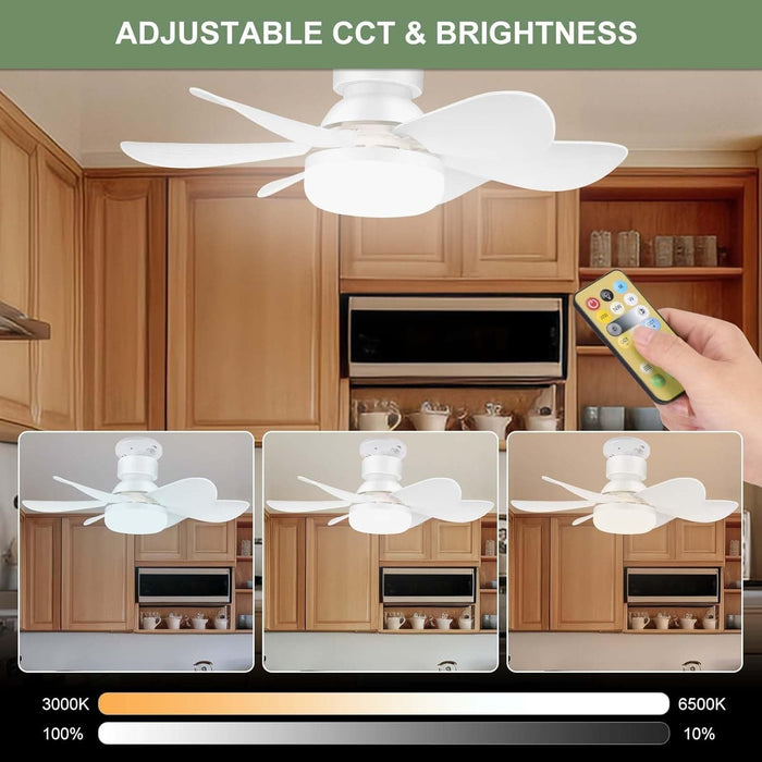 20 in. Screwin Small Cordless Ceiling Fan with Light for Bedroom Kitchen Workshop, Socket Fan Light with Remote-4-ErisView
