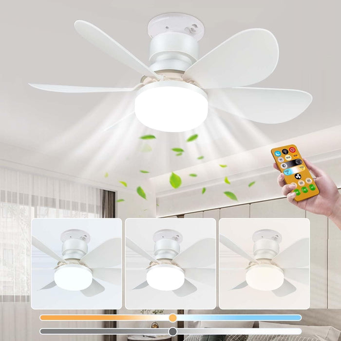 20 in. Screwin Small Cordless Ceiling Fan with Light for Bedroom Kitchen Workshop, Socket Fan Light with Remote-1-ErisView