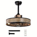 20 in. Small Caged Ceiling Fan with Light and Remote Control, Farmhouse Semi-Flush Mount Ceiling Fan for Bedroom Living Room-ErisView