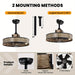20 in. Small Caged Ceiling Fan with Light and Remote Control, Farmhouse Semi-Flush Mount Ceiling Fan for Bedroom Living Room-ErisView