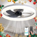 20 in. Small Flush Mount Bladeless Ceiling Fan and Remote, White Modern Low Profile Enclosed Ceiling Fan for Bedroom Living Room Kitchen-1-ErisView
