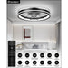 20 in. Small Flush Mount Low Profile Ceiling Fan and Light Remote, Bladeless Bedroom Ceiling Fan, Dimmable Modern Black Enclosed Ceiling Fan for Small Room-2-ErisView