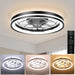 20 in. Small Flush Mount Low Profile Ceiling Fan and Light Remote, Bladeless Bedroom Ceiling Fan, Dimmable Modern Black Enclosed Ceiling Fan for Small Room-1-ErisView