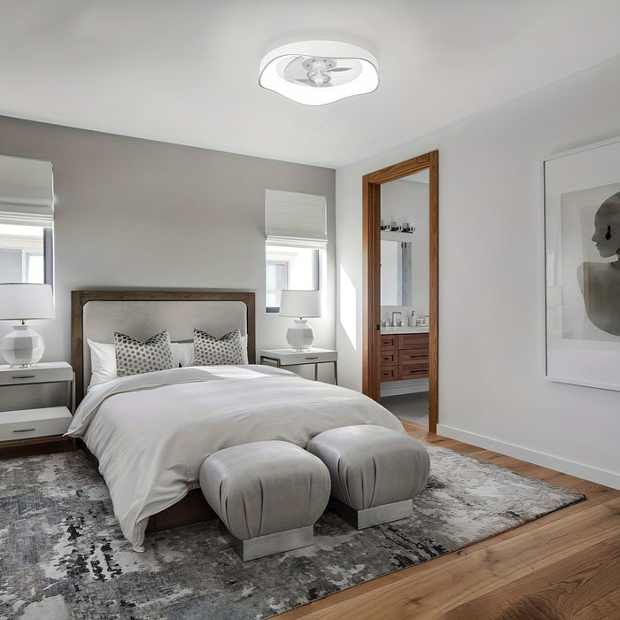 20 in. Small LED Ceiling Fan with Remote, Low Profile Flush Mount Ceiling Fan, Indoor Dimmable Reversible Ceiling Fan for Bedroom Kitchen Living Room-ErisView