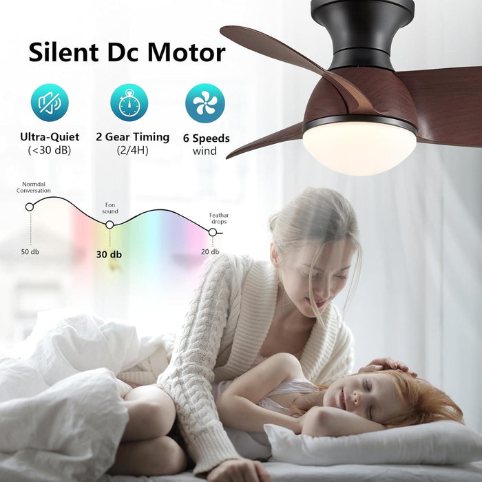 20 in. Small Low Profile Ceiling Fan with Light and Remote, Farmhouse Flush Mount Ceiling Fan for Bedroom Living Room Dining Room, Garage Ceiling Fan -2-ErisView