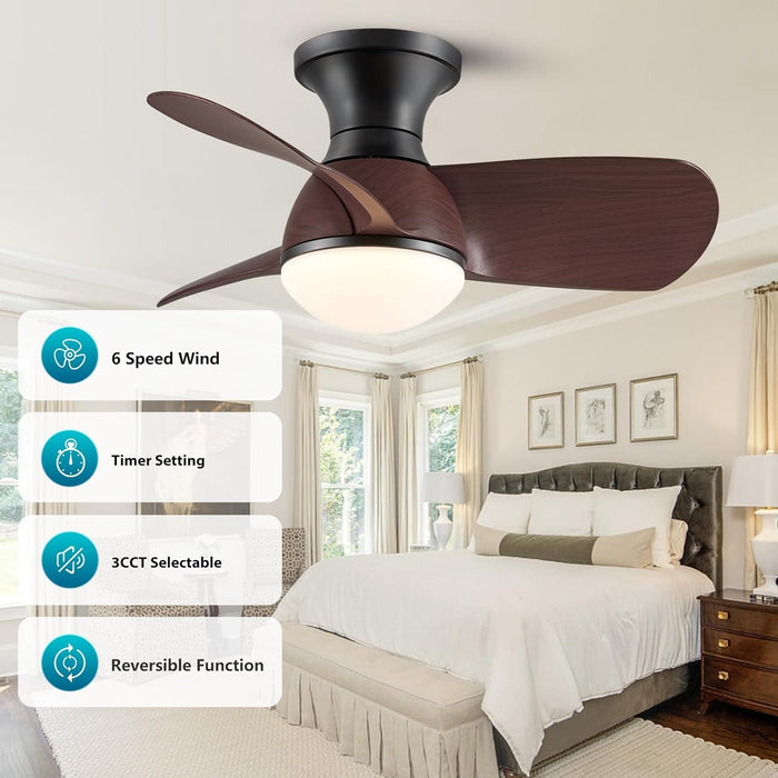 20 in. Small Low Profile Ceiling Fan with Light and Remote, Farmhouse Flush Mount Ceiling Fan for Bedroom Living Room Dining Room, Garage Ceiling Fan -3-ErisView