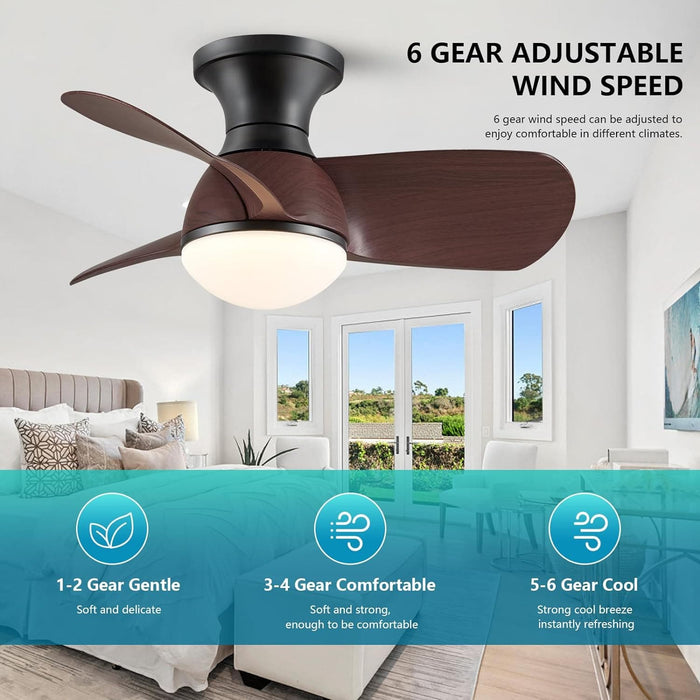 20 in. Small Low Profile Ceiling Fan with Light and Remote, Farmhouse Flush Mount Ceiling Fan for Bedroom Living Room Dining Room, Garage Ceiling Fan -5-ErisView