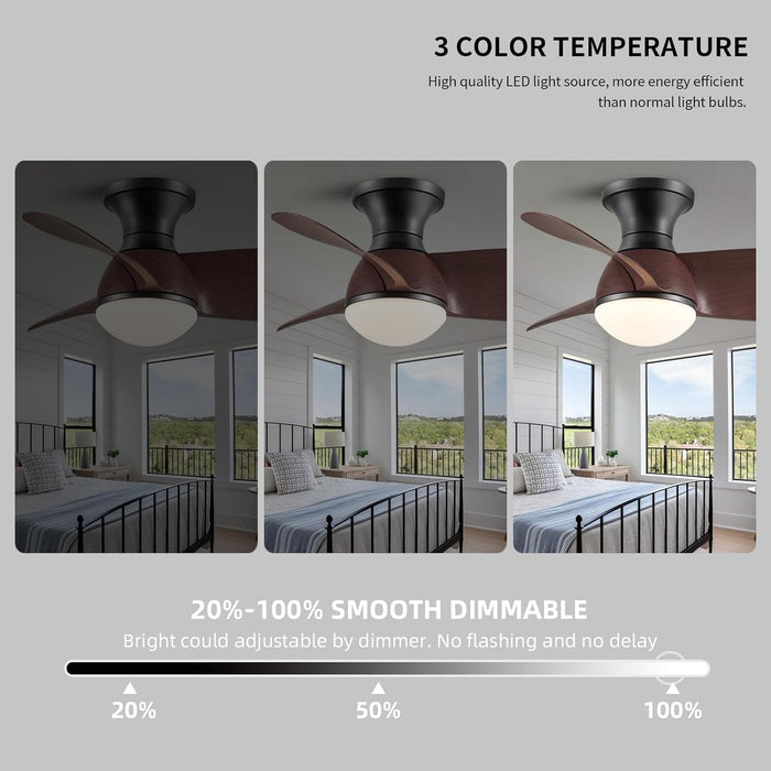 20 in. Small Low Profile Ceiling Fan with Light and Remote, Farmhouse Flush Mount Ceiling Fan for Bedroom Living Room Dining Room, Garage Ceiling Fan -7-ErisView