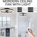 20 in. Small Modern Ceiling Fan with Low Profile Light, LED Ceiling Fan with Remote, Black Bladeless Flush Mount Fan Light Fixtures for Bedroom Living Room-6-ErisView