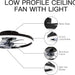 20 in. Small Modern Ceiling Fan with Low Profile Light, LED Ceiling Fan with Remote, Black Bladeless Flush Mount Fan Light Fixtures for Bedroom Living Room-7-ErisView