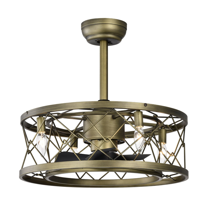 20 in. Small Semi-Flush Mount Caged Ceiling Fan with Light, Modern Low Profile Ceiling Fan with Reversible Bladeless for Bedroom Dining Room Kitchen-ErisView