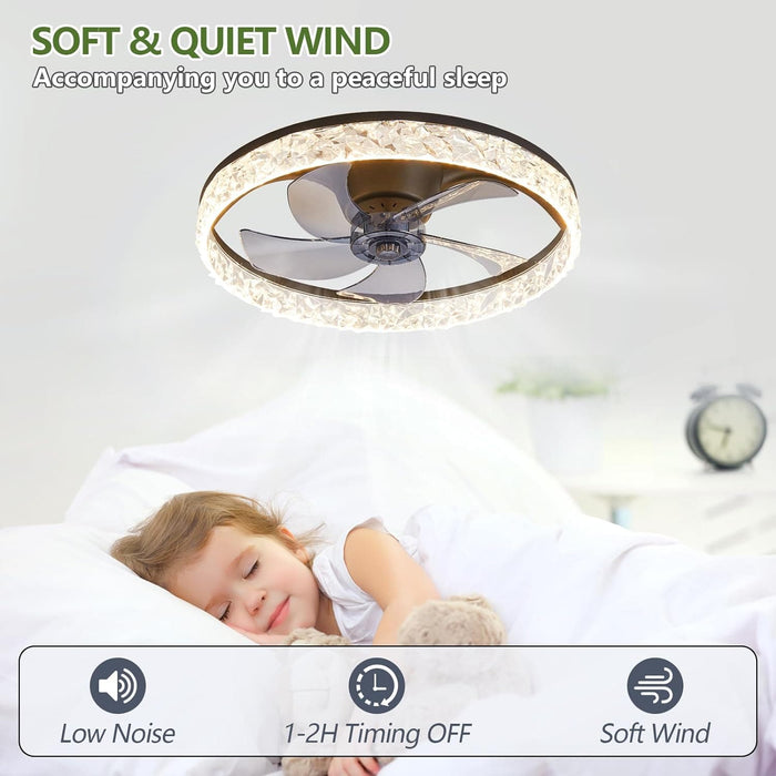 20 in. Smart Bedroom Ceiling Fans, Modern Low Profile Ceiling Fan with Lights and Remote, Living Room Fan, Kitchen Ceiling Fans-5-ErisView