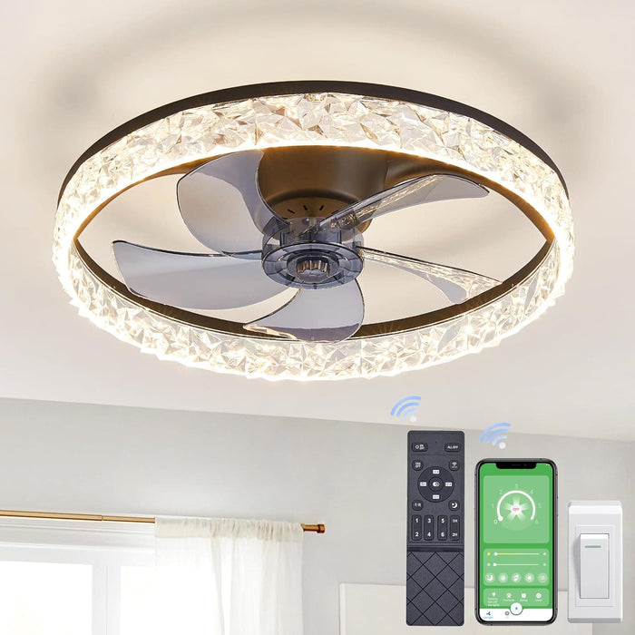20 in. Smart Bedroom Ceiling Fans, Modern Low Profile Ceiling Fan with Lights and Remote, Living Room Fan, Kitchen Ceiling Fans-1-ErisView