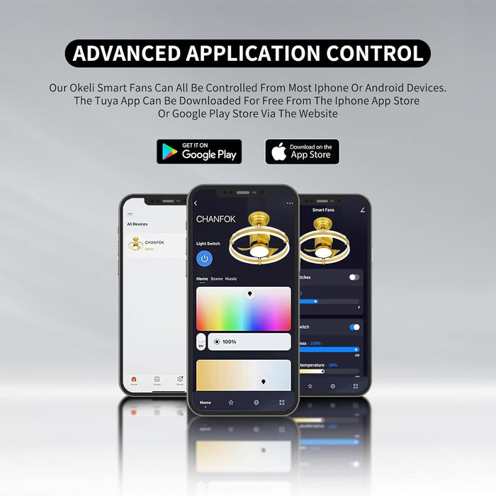 20 in. Smart LED Outdoor Ceiling Fan without Blades, Gold Low Profile Ceiling Fan, Indoor Outdoor Ceiling Fan with Light and APP Remote Control-4-ErisView