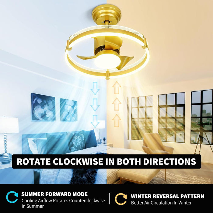 20 in. Smart LED Outdoor Ceiling Fan without Blades, Gold Low Profile Ceiling Fan, Indoor Outdoor Ceiling Fan with Light and APP Remote Control-6-ErisView