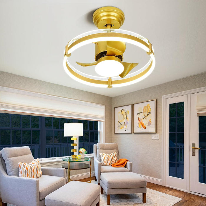 20 in. Smart LED Outdoor Ceiling Fan without Blades, Gold Low Profile Ceiling Fan, Indoor Outdoor Ceiling Fan with Light and APP Remote Control-9-ErisView