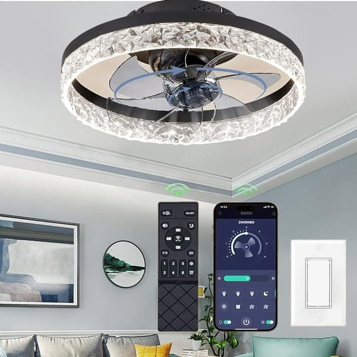 20 in. Smart Modern Remote Control Ceiling Fan and Light, Dimmable Low Profile Ceiling Fan, Flush Mount Ceiling Fan without Blades-5-ErisView