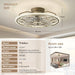 20 in. Smart Silver Flush Mount Ceiling Fan without Blades, Antique Vintage Ceiling Fan with Low Profile Light, Boho Enclosed Ceiling Fan with Remote-2-ErisView