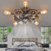 20 in. Steampunk Ceiling Fan with Lights and Remote, Low Profile Flush Mount Bladeless Ceiling Fan, Nautical Ceiling Fans for Bedroom Kitchen Bar Cafe-2-ErisView