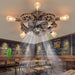 20 in. Steampunk Ceiling Fan with Lights and Remote, Low Profile Flush Mount Bladeless Ceiling Fan, Nautical Ceiling Fans for Bedroom Kitchen Bar Cafe-1-ErisView