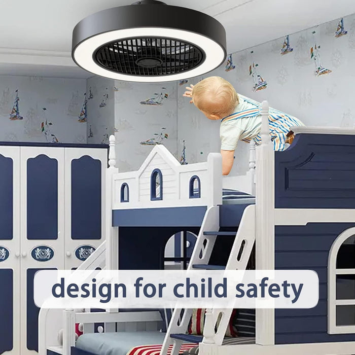 20 in. Timing Reversible Blades, Enclosed Ceiling Fan with Lights and Remote Control, Low Profile Ceiling Fan Light's Memory Mode, S Dimmable LED S, Black-2-ErisView