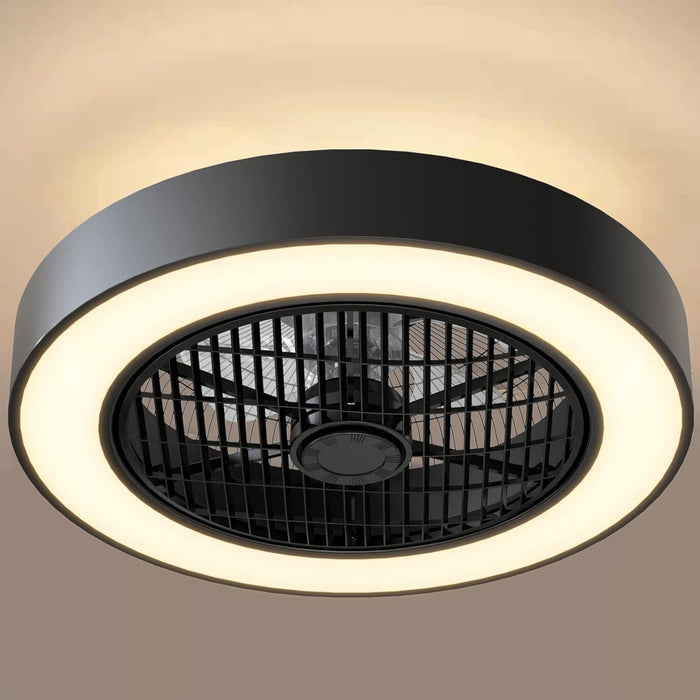 20 in. Timing Reversible Blades, Enclosed Ceiling Fan with Lights and Remote Control, Low Profile Ceiling Fan Light's Memory Mode, S Dimmable LED S, Black-1-ErisView