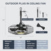 20 in. Wet Rated Outdoor Ceiling Fan, Black Outdoor Ceiling Fans with Light Remote APP Control, Dimmable Hanging Pergola Fan, Outdoor Fan for Gazebo-6-ErisView