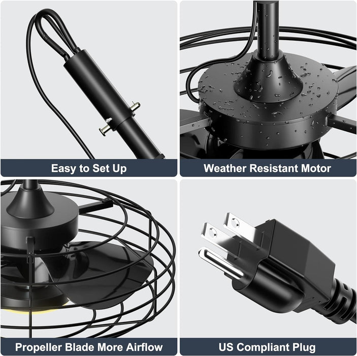 20 in. Wet Rated Outdoor Ceiling Fan, Black Outdoor Ceiling Fans with Light Remote APP Control, Dimmable Hanging Pergola Fan, Outdoor Fan for Gazebo-7-ErisView