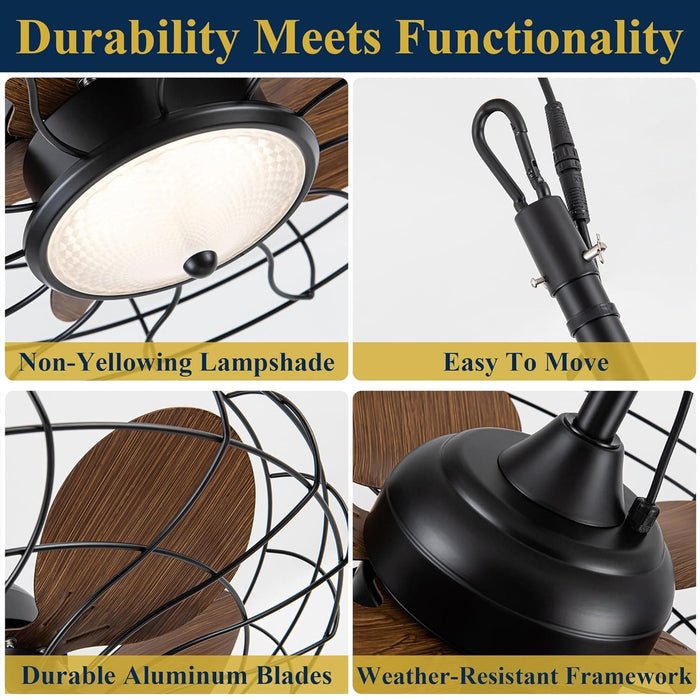 20 in. Wet Rated Outdoor Ceiling Fans with Light Remote, Outdoor Fan for Gazebo with Light, Waterproof Outdoor Patio Fans, Outdoor Fans for Pergolas-20-ErisView