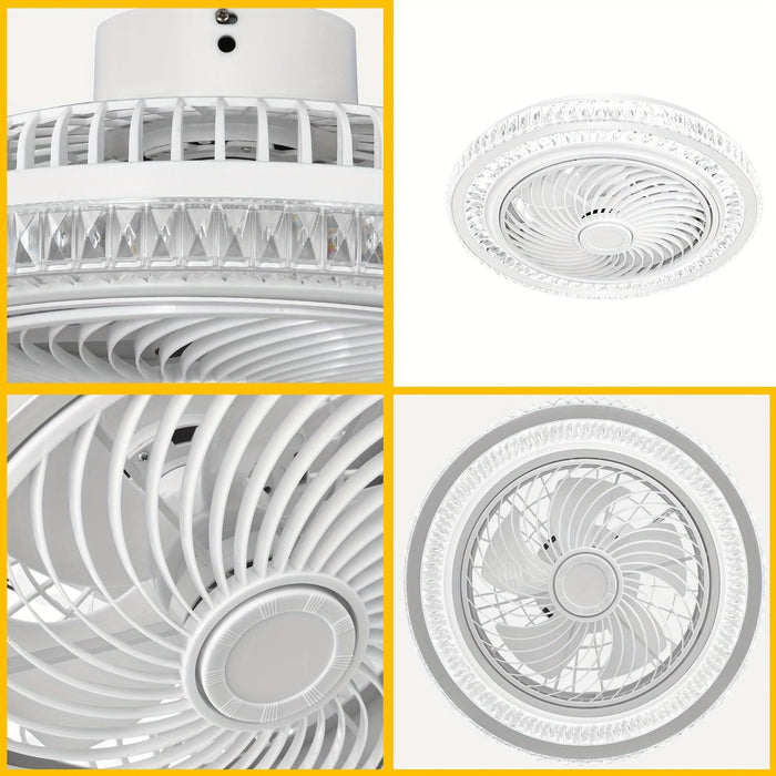 20 in. White Bladeless Ceiling Fan with Light , Modern Enclosed Ceiling Fan with Light, Round Dimmable Low Profile Ceiling Fan for Bedroom-ErisView