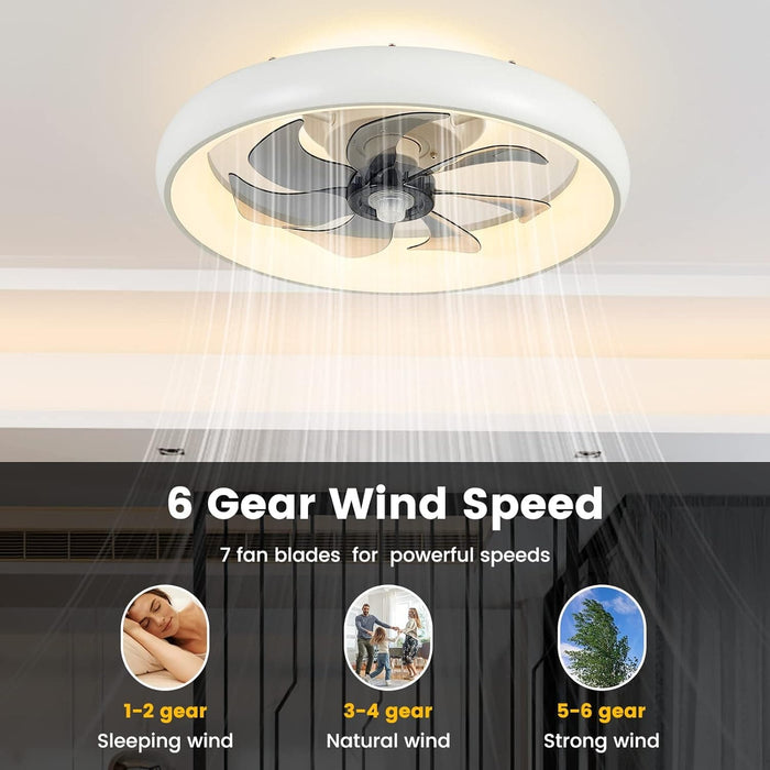 20 in. White Ceiling Fan with Remote Control and Light, Ceiling Fan without Blades, Remote Control Fan for Living Room-3-ErisView