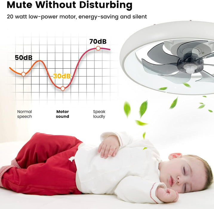 20 in. White Ceiling Fan with Remote Control and Light, Ceiling Fan without Blades, Remote Control Fan for Living Room-4-ErisView