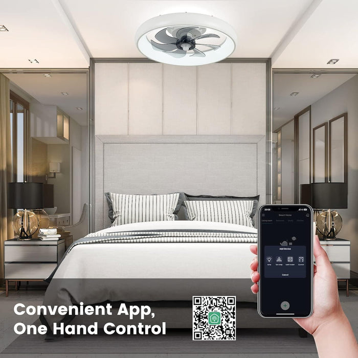 20 in. White Ceiling Fan with Remote Control and Light, Ceiling Fan without Blades, Remote Control Fan for Living Room-6-ErisView