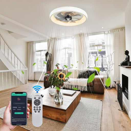 20 in. White Ceiling Fan with Remote Control and Light, Ceiling Fan without Blades, Remote Control Fan for Living Room-1-ErisView