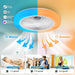 20 in. White Flush Mount Ceiling Fan with Low Profile Light and Remote, RGB Dimmable LED Enclosed Ceiling Fan for Bedroom Kids Room Party Living Room -6-ErisView