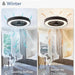 20 in. White Low Profile Ceiling Fan and Light, LED Ceiling Fan without Blades, Remote Control Enclosed Ceiling Fan, Flush Mount Ceiling Fan with Timer-17-ErisView