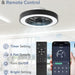 20 in. White Low Profile Ceiling Fan and Light, LED Ceiling Fan without Blades, Remote Control Enclosed Ceiling Fan, Flush Mount Ceiling Fan with Timer-19-ErisView