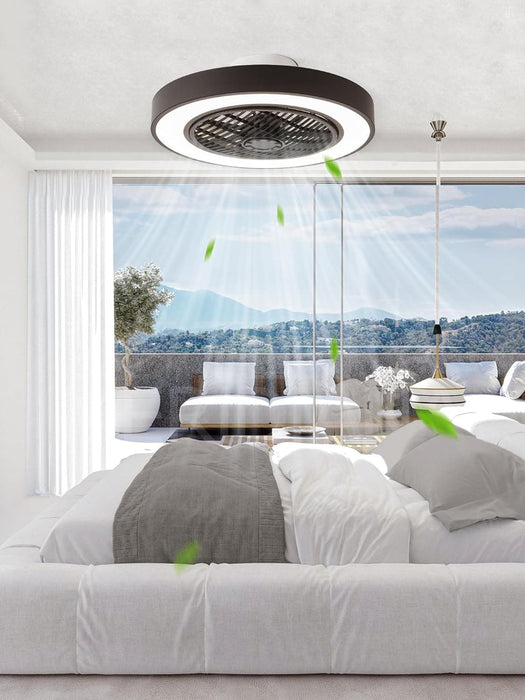 20 in. White Low Profile Ceiling Fan and Light, LED Ceiling Fan without Blades, Remote Control Enclosed Ceiling Fan, Flush Mount Ceiling Fan with Timer-21-ErisView