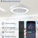 20 in. White Low Profile Ceiling Fan and Light, LED Ceiling Fan without Blades, Remote Control Enclosed Ceiling Fan, Flush Mount Ceiling Fan with Timer-5-ErisView