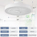 20 in. White Low Profile Ceiling Fan and Light, LED Ceiling Fan without Blades, Remote Control Enclosed Ceiling Fan, Flush Mount Ceiling Fan with Timer-6-ErisView