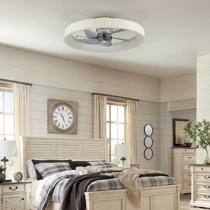 20 in. White Remote Control Ceiling Fan with Light, Reversible Ceiling Fan Summer Winter, Modern Invisible Flush Mount Low Profile Ceiling Fan for Bedroom-6-ErisView