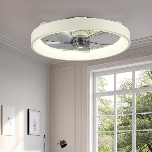 20 in. White Remote Control Ceiling Fan with Light, Reversible Ceiling Fan Summer Winter, Modern Invisible Flush Mount Low Profile Ceiling Fan for Bedroom-1-ErisView
