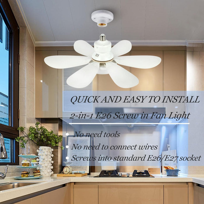 20 in. White Small Screw In Ceiling Fan Light, Dimmable LED Fan Light with Remote Control-2-ErisView