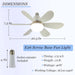 20 in. White Small Screw In Ceiling Fan Light, Dimmable LED Fan Light with Remote Control-3-ErisView