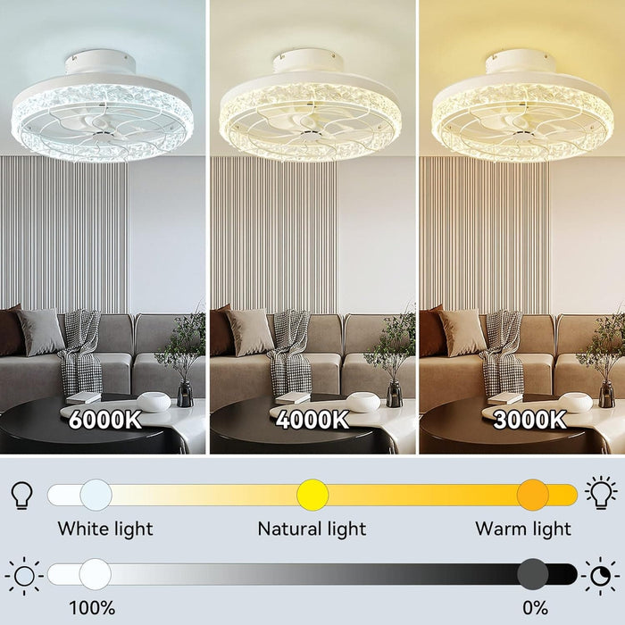 20 in. White Smart Oscillating Ceiling Fan, Low Ceiling Fan with RGB Light APP Control, Elegant Ceiling Fans-5-ErisView