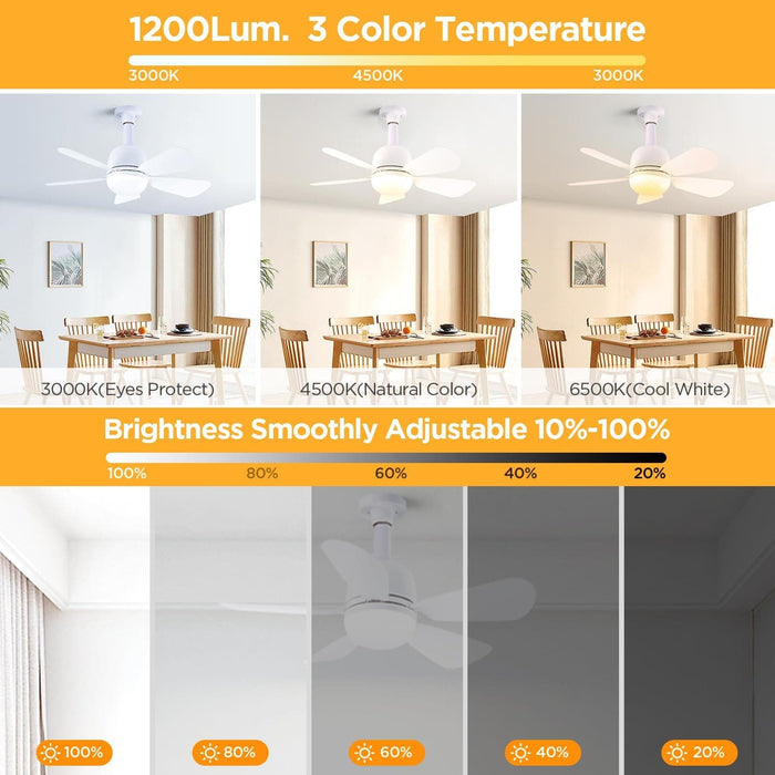 20 in. White Socket Fan Light with Remote for Living Room Bedroom Kitchen-2-ErisView